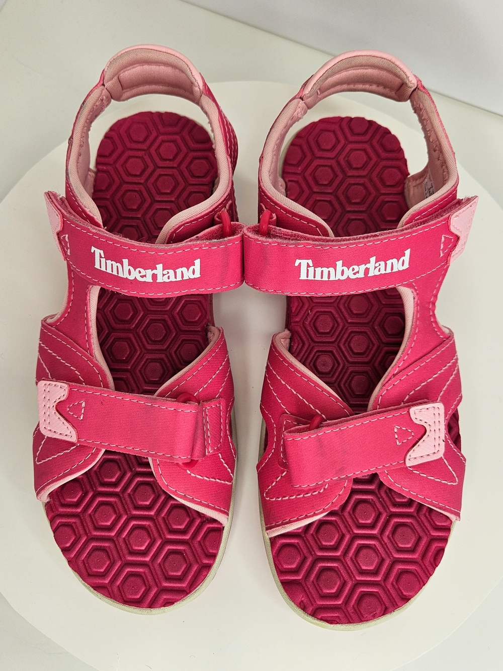 Timberland Girls Pink Sport Sandals Size 4 Velcro Closure Summer Beach